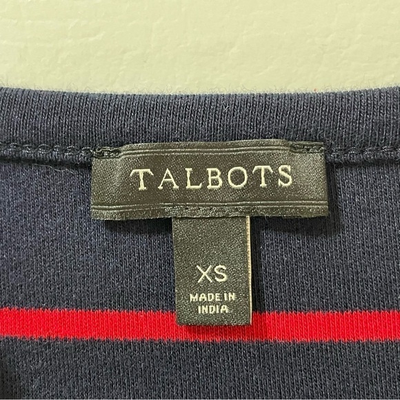Talbots Short Sleeve Tee Shirt Dress Red White Blue Stripe Below Knee XS - Picture 9 of 9